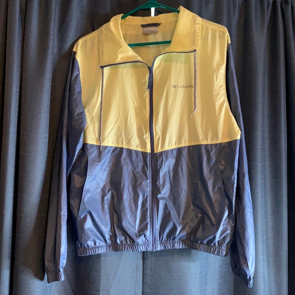 Columbia Women's Morning View Full Zip Windbreaker Jacket Yellow Blue Medium